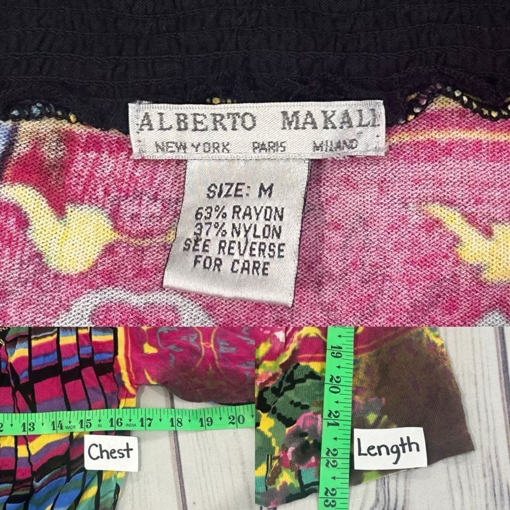 Albert Makali M Multicolor Boho Chic Snap Button Cardigan Bold Art Colorful - Picture 2 of 6